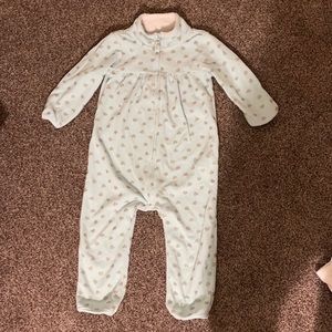 Baby blue with silver glitter hearts zip up one piece